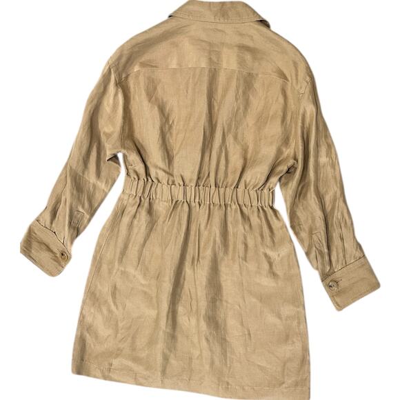 Sandro Leianna Gathered Gauze Mini Shirt Dress - Picture 9 of 9